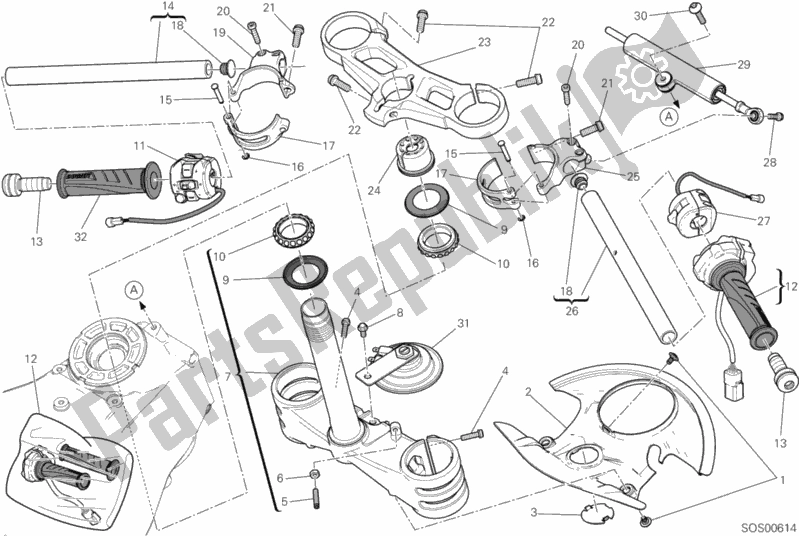 All parts for the Handlebar of the Ducati Superbike 1199 Panigale ABS USA 2012
